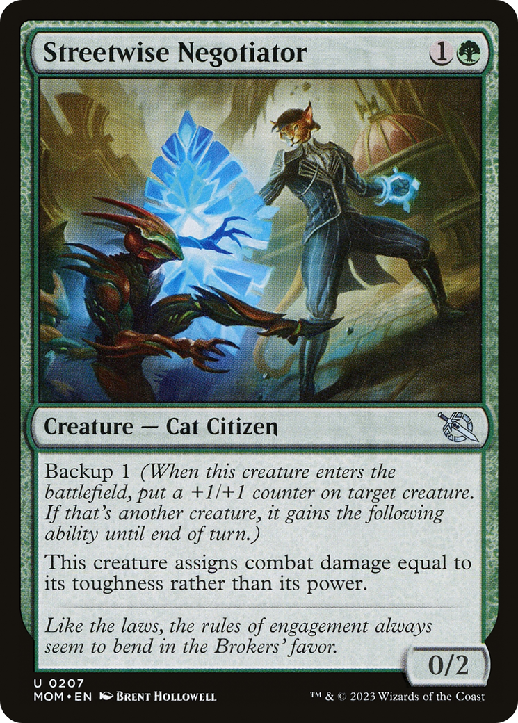 Streetwise Negotiator - Uncommon Creature — Cat Citizen card from March of the Machine