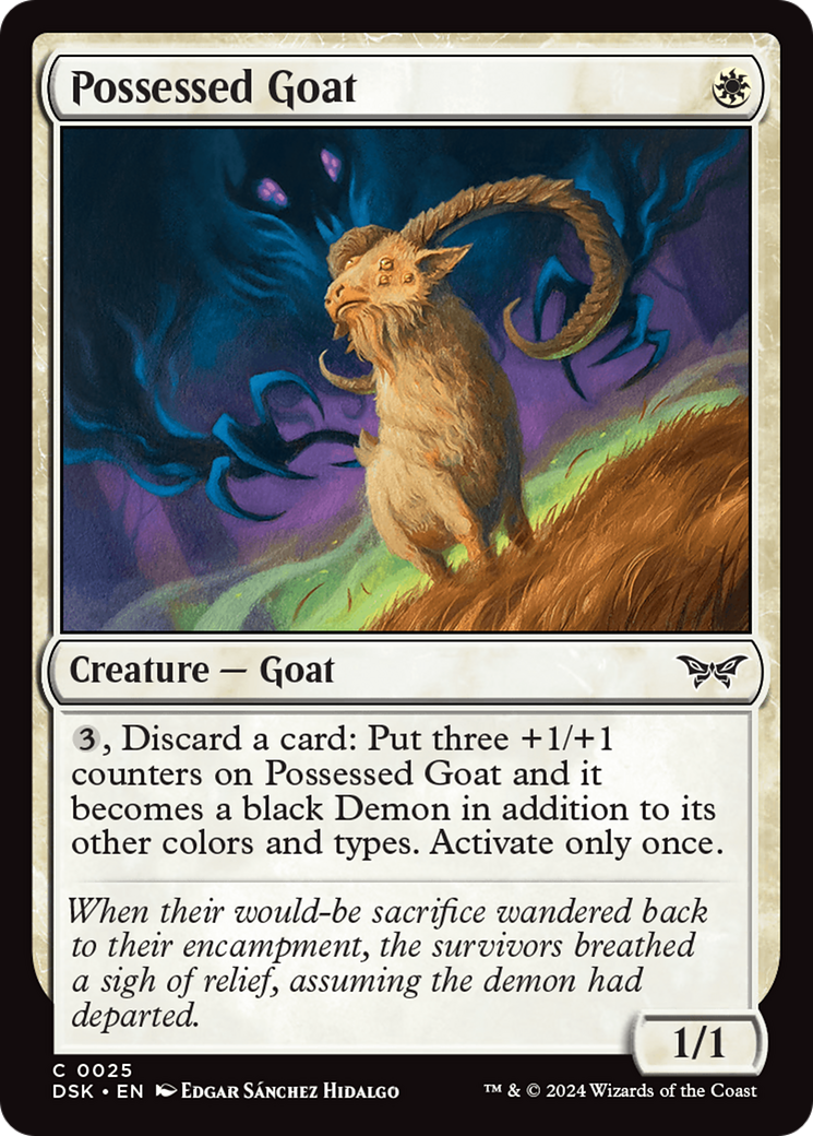 Possessed Goat - Common Creature — Goat card from Duskmourn: House of Horror