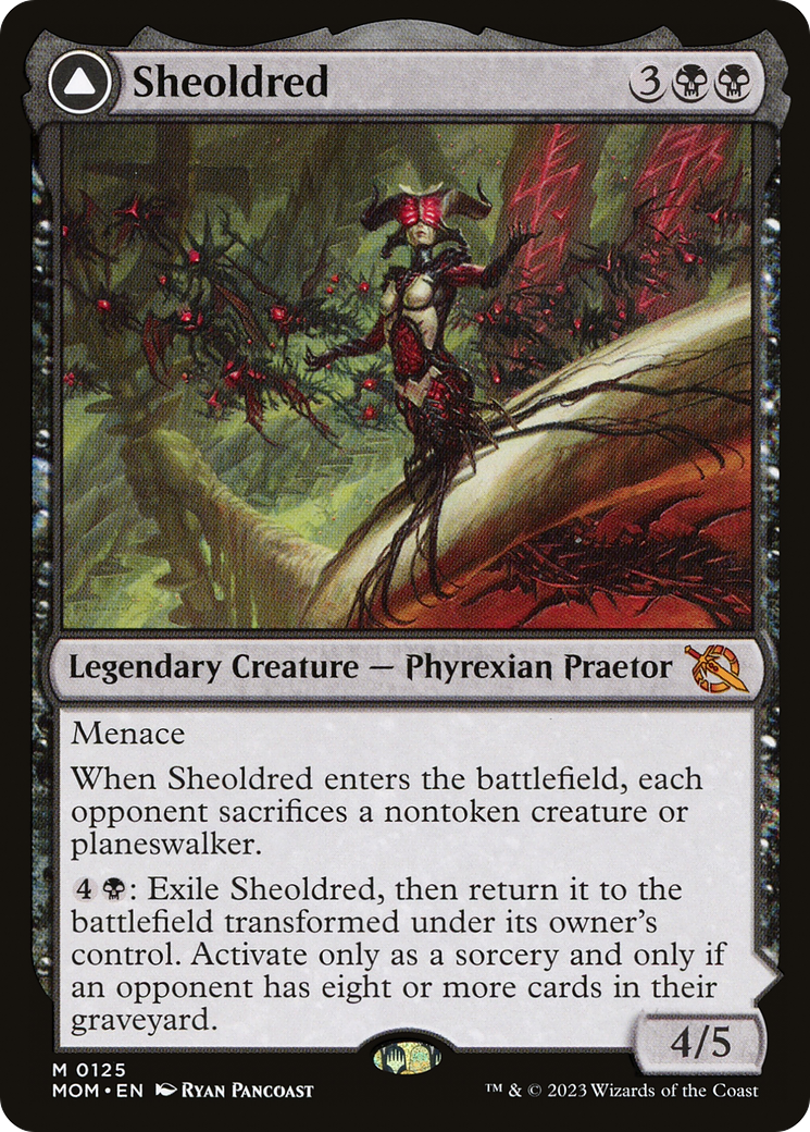 Sheoldred // The True Scriptures - Mythic Legendary Creature — Phyrexian Praetor card from March of the Machine