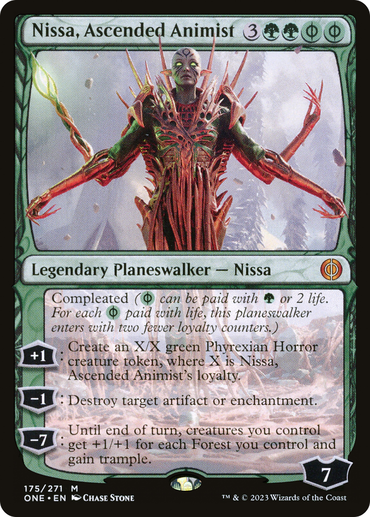 Nissa, Ascended Animist - Mythic Legendary Planeswalker — Nissa card from Phyrexia: All Will Be One