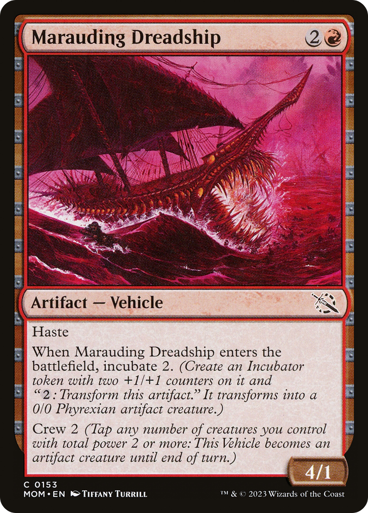 Marauding Dreadship - Common Artifact — Vehicle card from March of the Machine