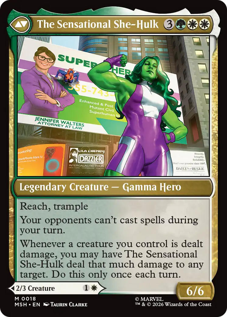 Back face of Jennifer Walters // The Sensational She-Hulk - Legendary Creature — Human Advisor Hero card