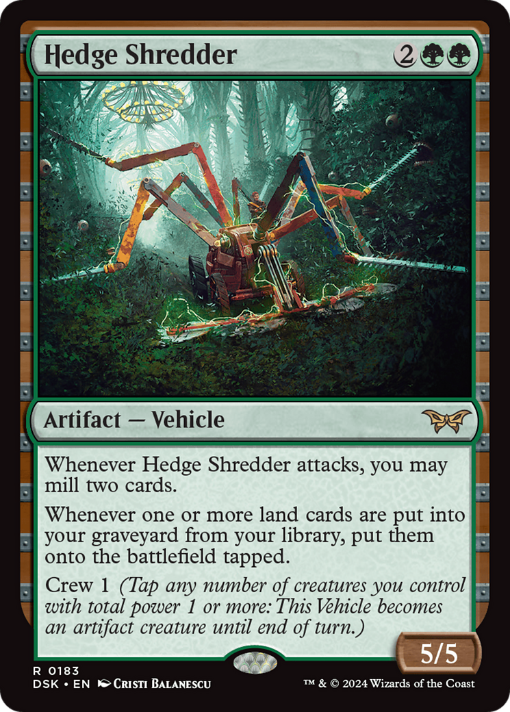 Hedge Shredder - Rare Artifact — Vehicle card from Duskmourn: House of Horror