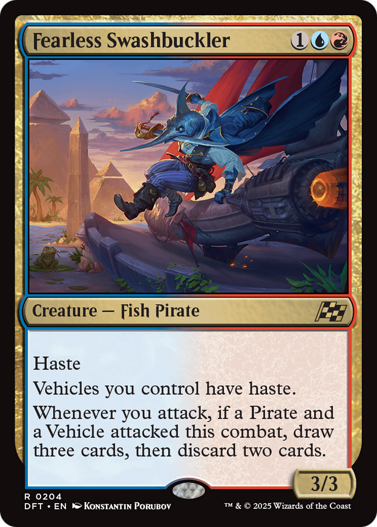 Fearless Swashbuckler - Rare Creature — Fish Pirate card from Aetherdrift