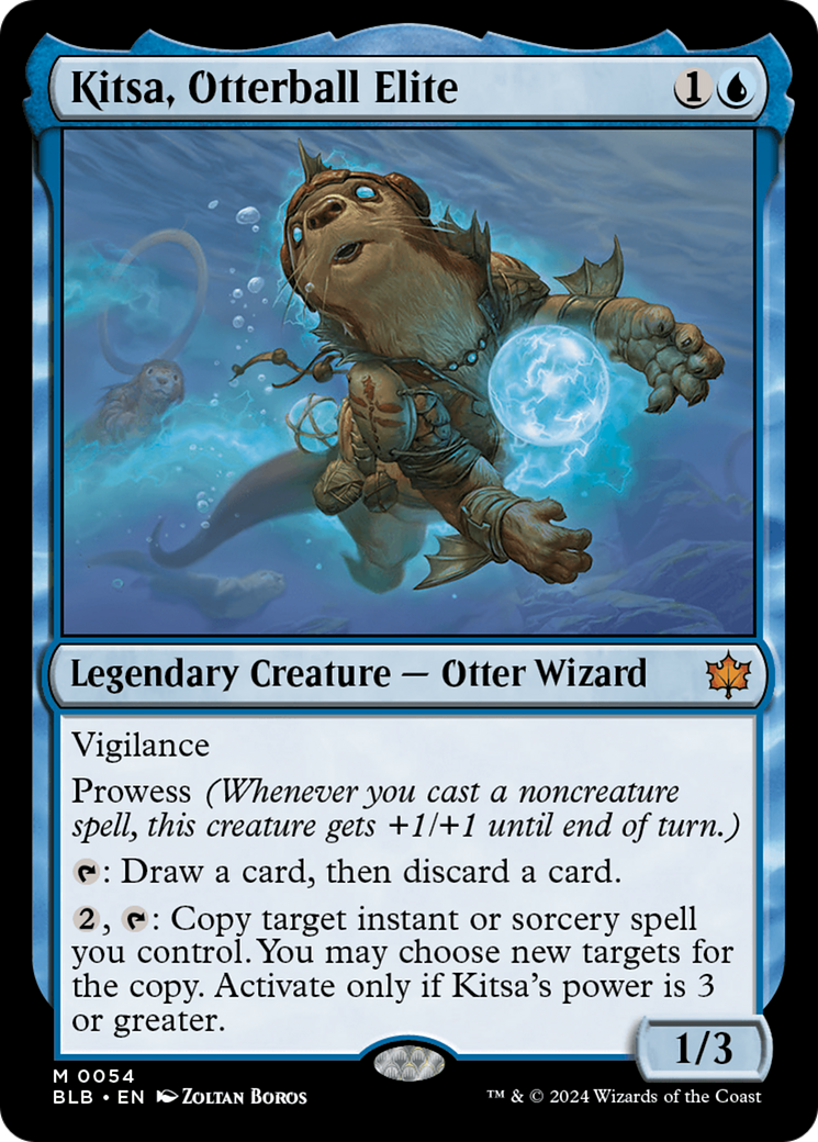 Kitsa, Otterball Elite - Mythic Legendary Creature — Otter Wizard card from Bloomburrow
