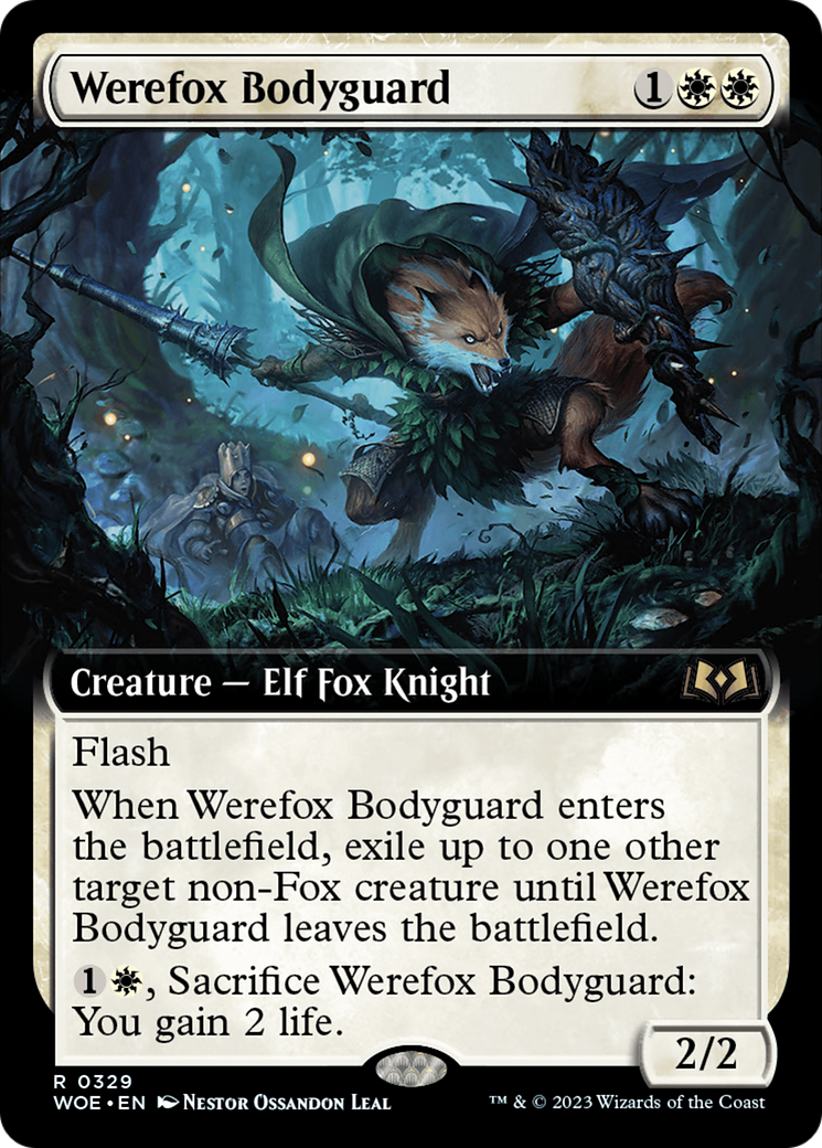 Werefox Bodyguard - Rare Creature — Elf Fox Knight card from Wilds of Eldraine