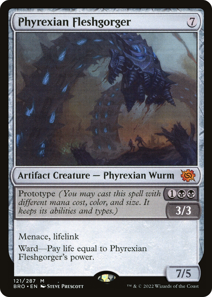 Phyrexian Fleshgorger - Mythic Artifact Creature — Phyrexian Wurm card from The Brothers' War