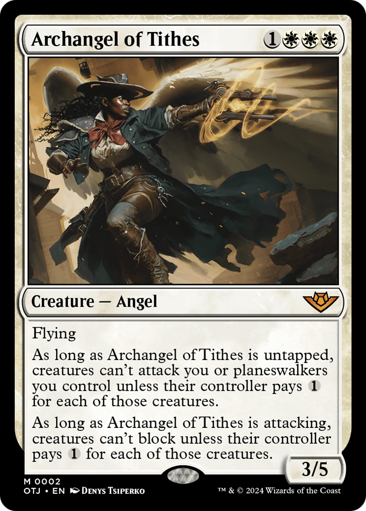 Archangel of Tithes - Mythic Creature — Angel card from Outlaws of Thunder Junction