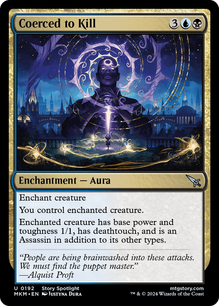 Coerced to Kill - Uncommon Enchantment — Aura card from Murders at Karlov Manor