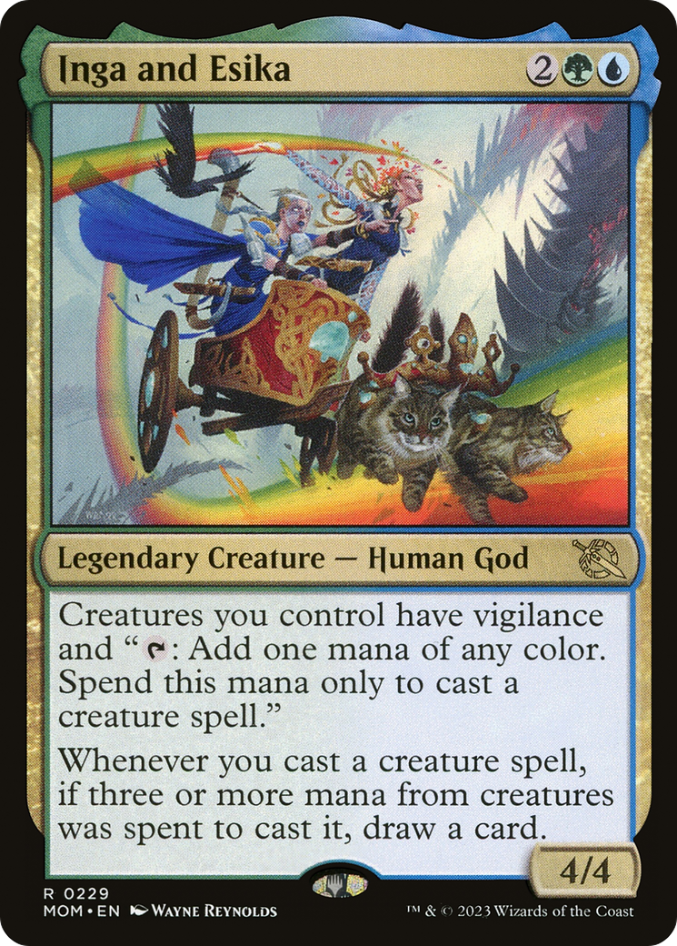 Inga and Esika - Rare Legendary Creature — Human God card from March of the Machine