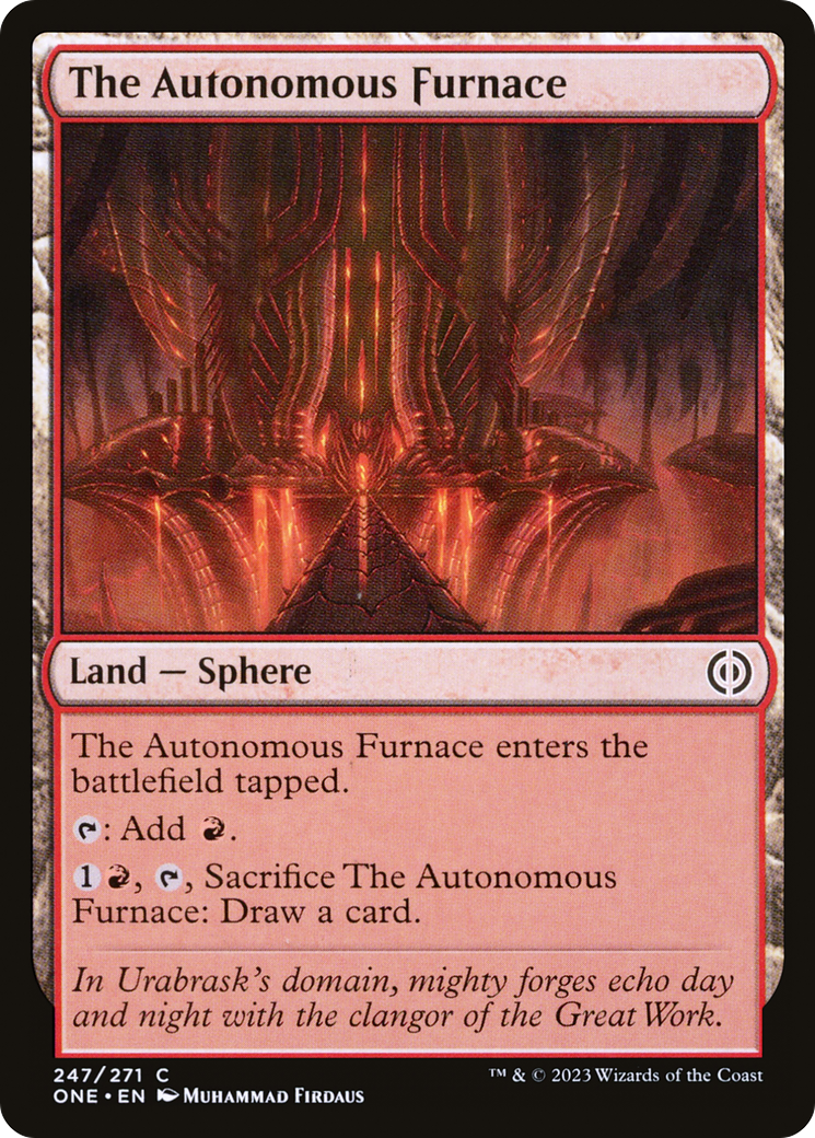 The Autonomous Furnace - Common Land — Sphere card from Phyrexia: All Will Be One