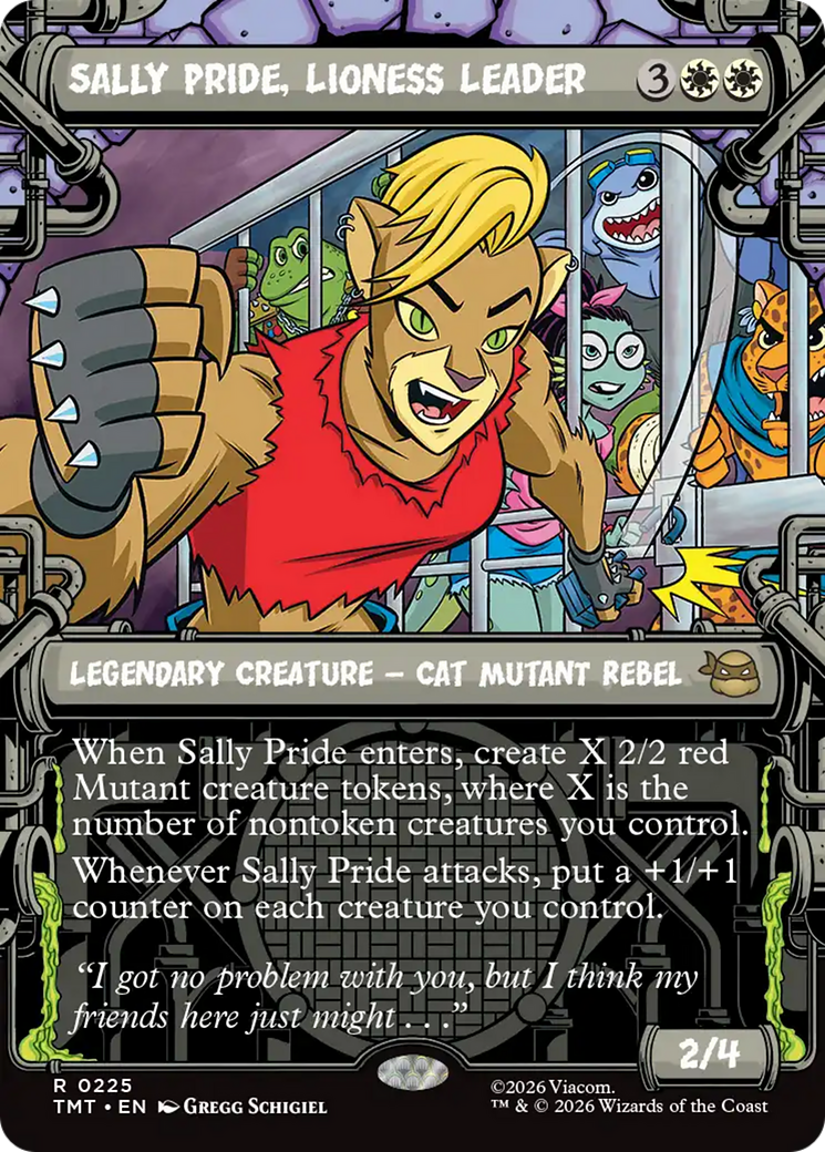 Sally Pride, Lioness Leader - Rare Legendary Creature — Cat Mutant Rebel card from Teenage Mutant Ninja Turtles