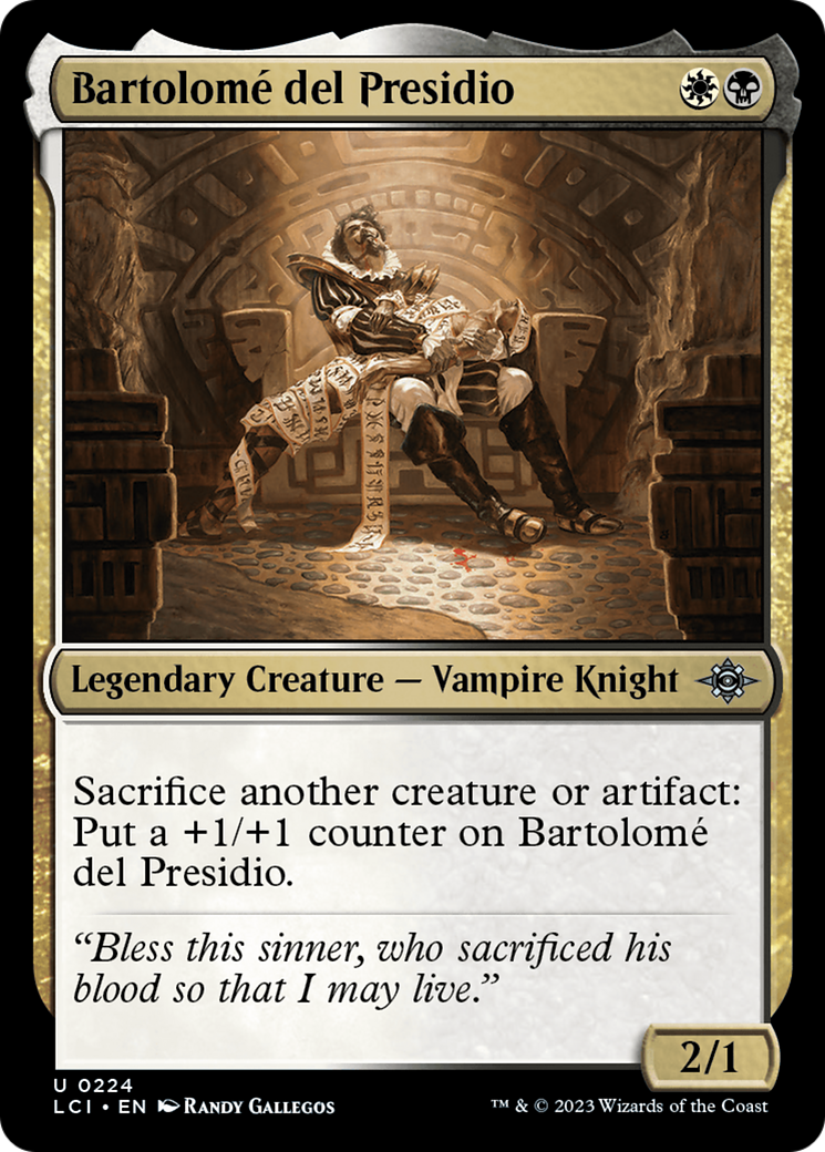 Bartolomé del Presidio - Uncommon Legendary Creature — Vampire Knight card from The Lost Caverns of Ixalan