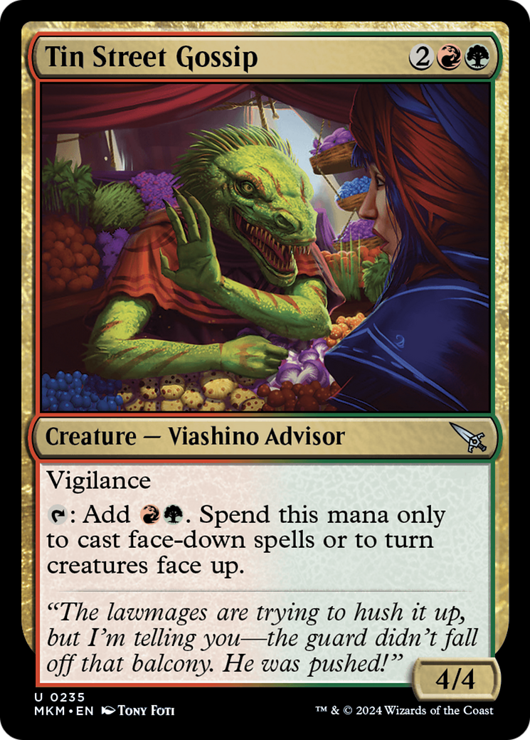 Tin Street Gossip - Uncommon Creature — Lizard Advisor card from Murders at Karlov Manor