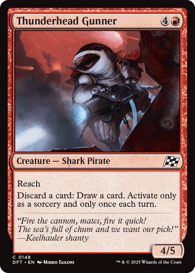 Thunderhead Gunner - Common Creature — Shark Pirate card from Aetherdrift