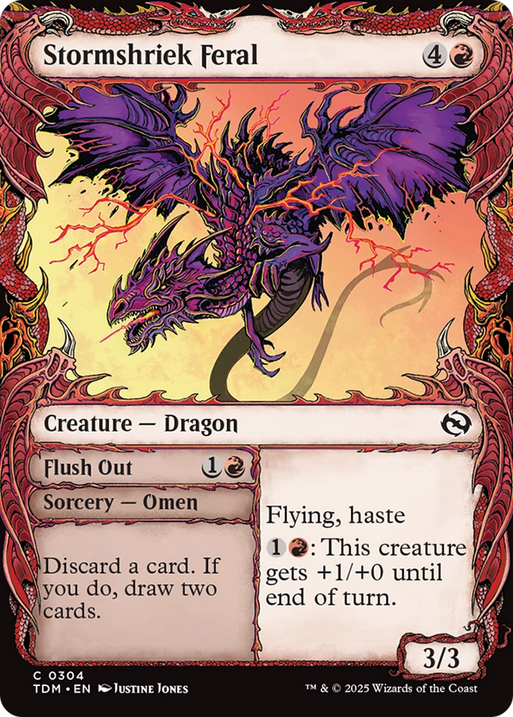 Stormshriek Feral // Flush Out - Common Sorcery — Omen card from Tarkir: Dragonstorm