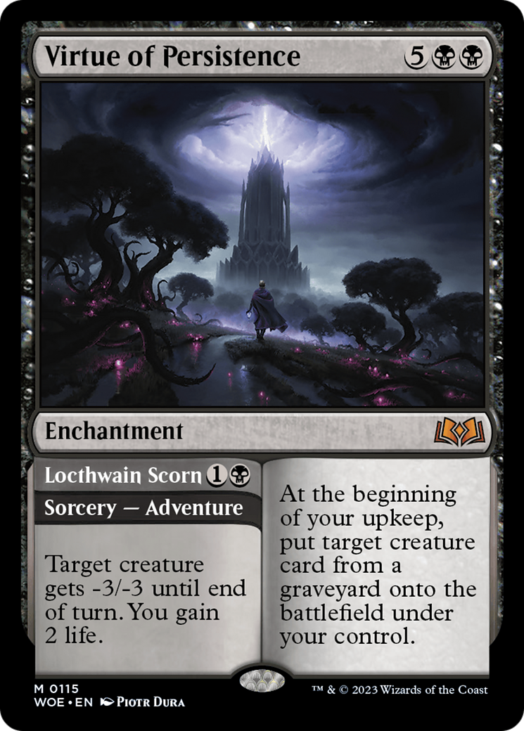 Virtue of Persistence // Locthwain Scorn - Mythic Enchantment card from Wilds of Eldraine