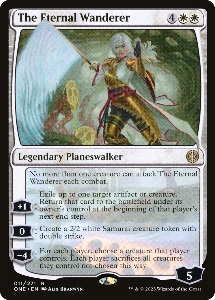 The Eternal Wanderer - Rare Legendary Planeswalker card from Phyrexia: All Will Be One