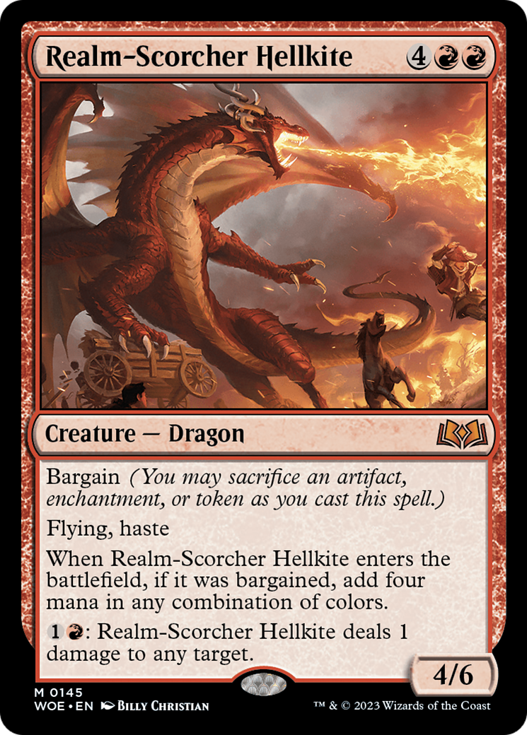 Realm-Scorcher Hellkite - Mythic Creature — Dragon card from Wilds of Eldraine