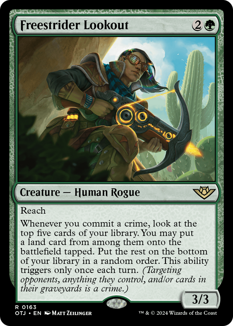 Freestrider Lookout - Rare Creature — Human Rogue card from Outlaws of Thunder Junction