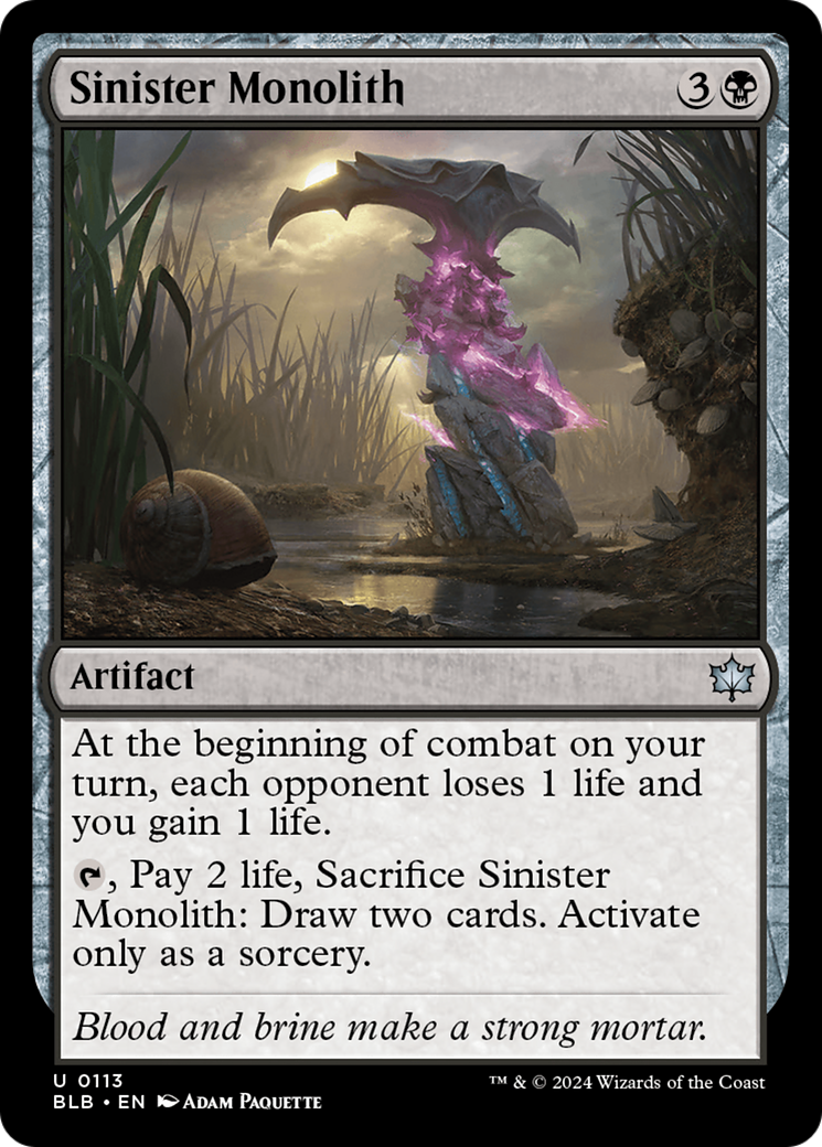 Sinister Monolith - Uncommon Artifact card from Bloomburrow