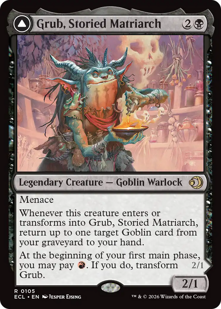Grub, Storied Matriarch // Grub, Notorious Auntie - Rare Legendary Creature — Goblin Warrior card from Lorwyn Eclipsed