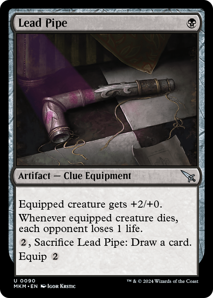 Lead Pipe - Uncommon Artifact — Clue Equipment card from Murders at Karlov Manor