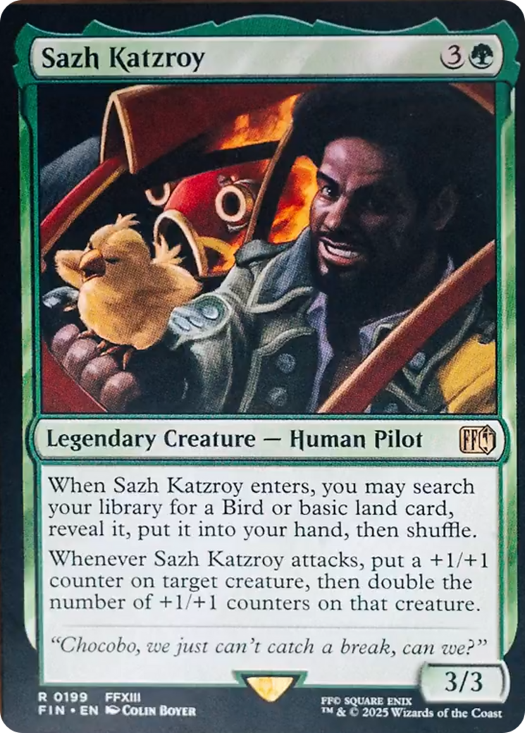 Sazh Katzroy - Rare Legendary Creature — Human Pilot card from Final Fantasy