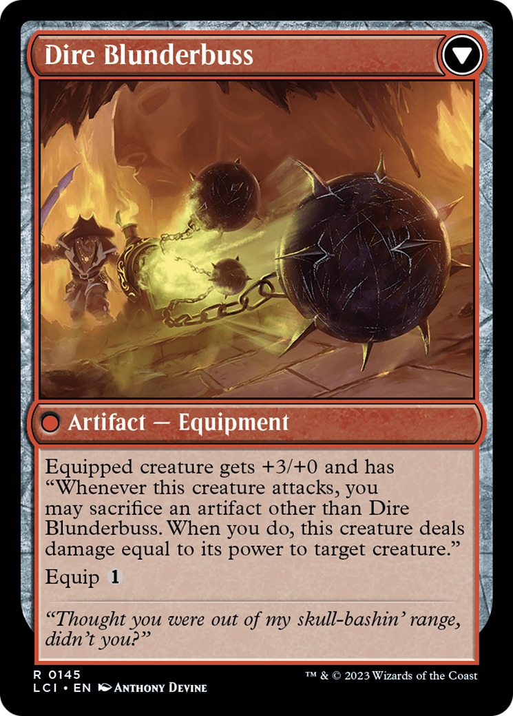 Back face of Dire Flail // Dire Blunderbuss - Artifact — Equipment card