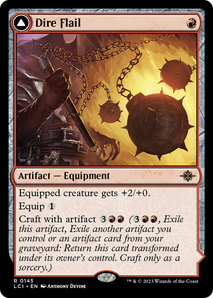 Dire Flail // Dire Blunderbuss - Rare Artifact — Equipment card from The Lost Caverns of Ixalan