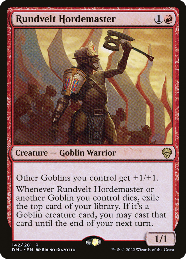 Rundvelt Hordemaster - Rare Creature — Goblin Warrior card from Dominaria United