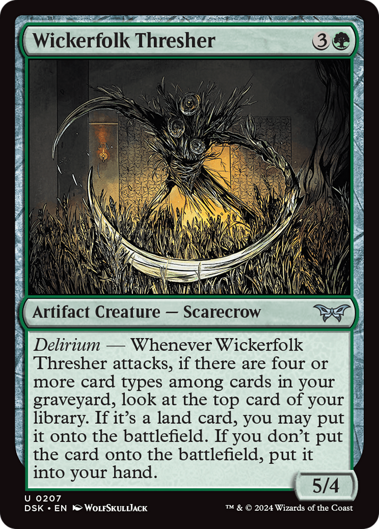 Wickerfolk Thresher - Uncommon Artifact Creature — Scarecrow card from Duskmourn: House of Horror