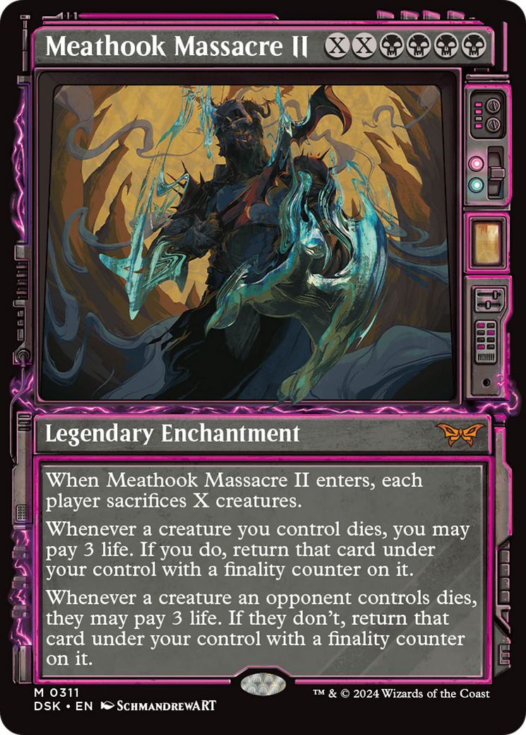 Meathook Massacre II - Mythic Legendary Enchantment card from Duskmourn: House of Horror