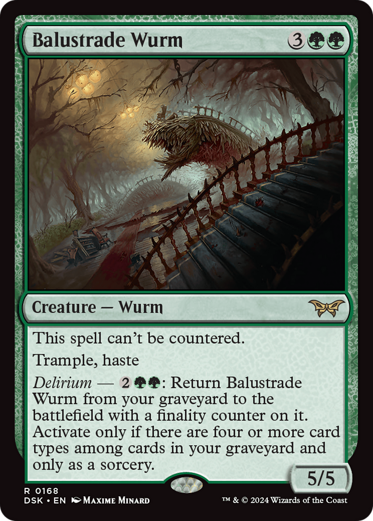 Balustrade Wurm - Rare Creature — Wurm card from Duskmourn: House of Horror
