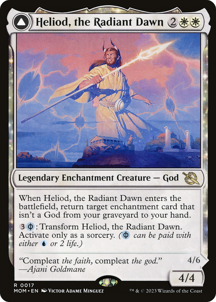 Heliod, the Radiant Dawn // Heliod, the Warped Eclipse - Rare Legendary Enchantment Creature — Phyrexian God card from March of the Machine