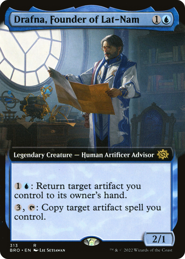 Drafna, Founder of Lat-Nam - Rare Legendary Creature — Human Artificer Advisor card from The Brothers' War