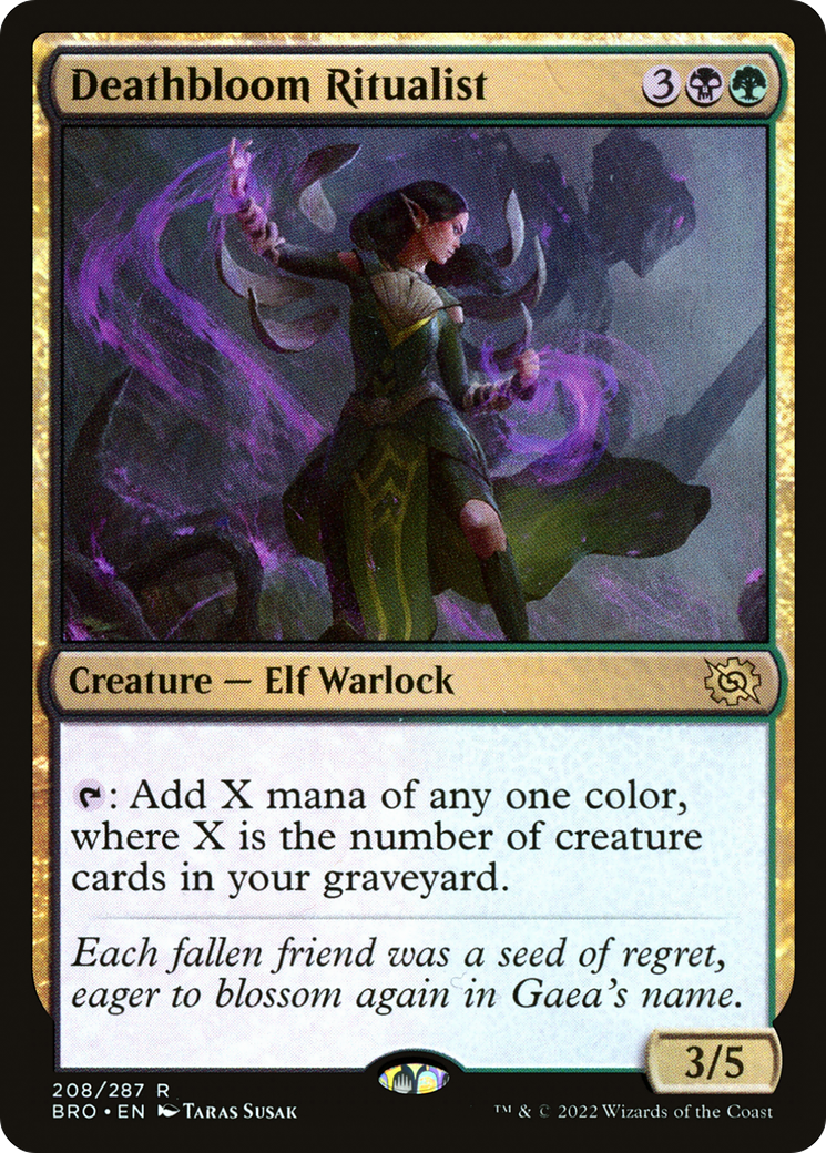 Deathbloom Ritualist - Rare Creature — Elf Warlock card from The Brothers' War