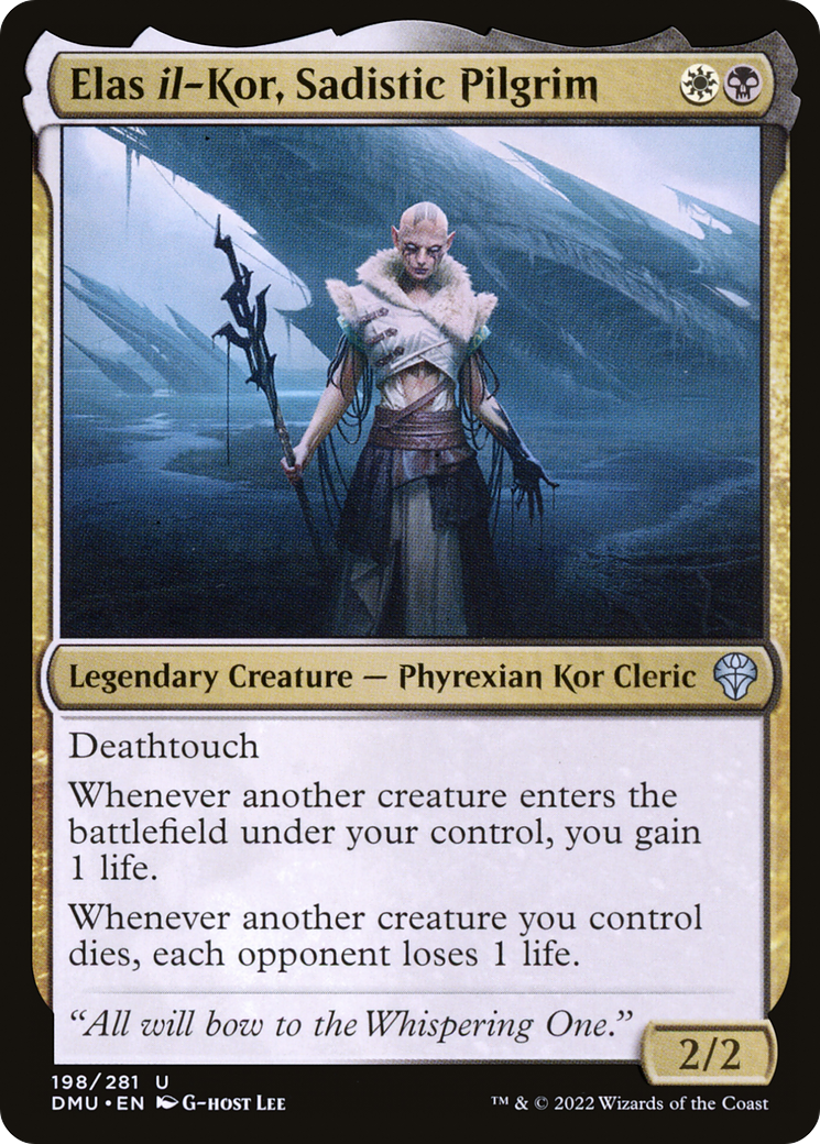 Elas il-Kor, Sadistic Pilgrim - Uncommon Legendary Creature — Phyrexian Kor Cleric card from Dominaria United
