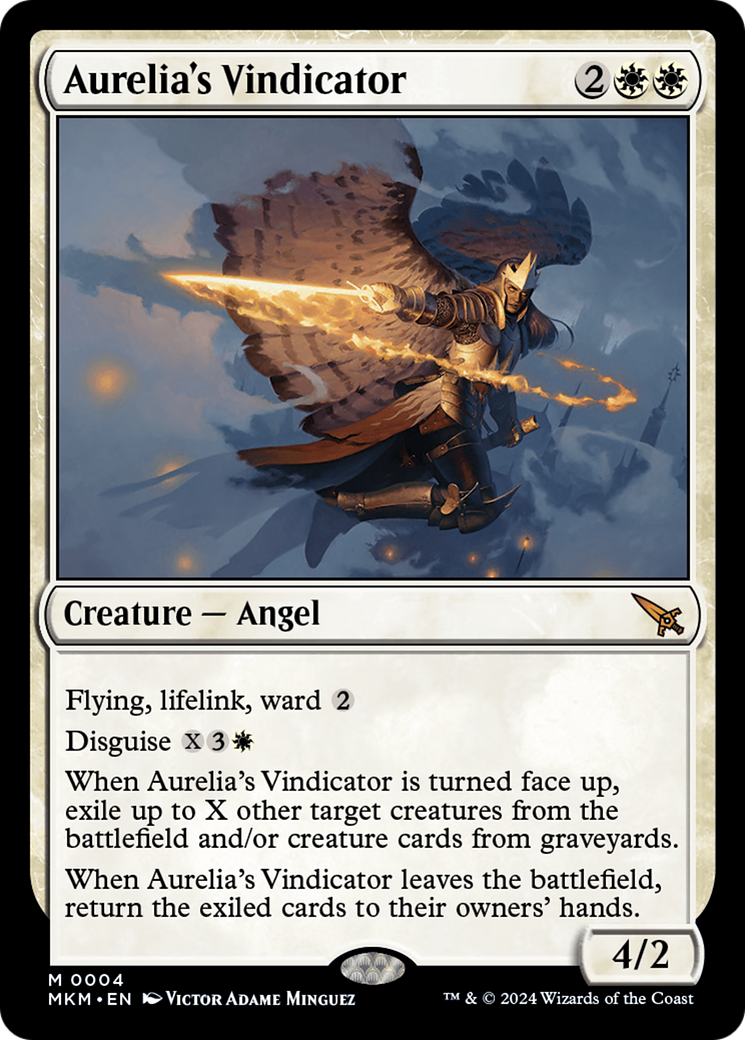 Aurelia's Vindicator - Mythic Creature — Angel card from Murders at Karlov Manor