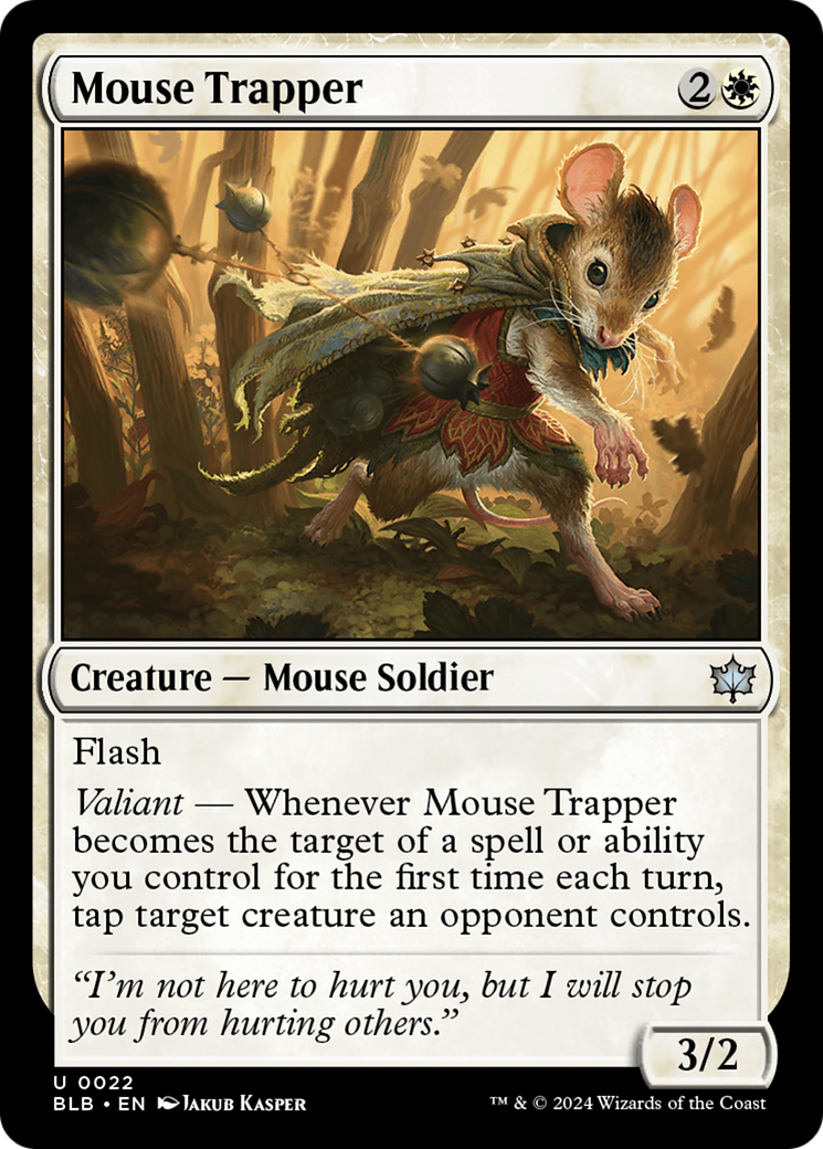 Mouse Trapper - Uncommon Creature — Mouse Soldier card from Bloomburrow