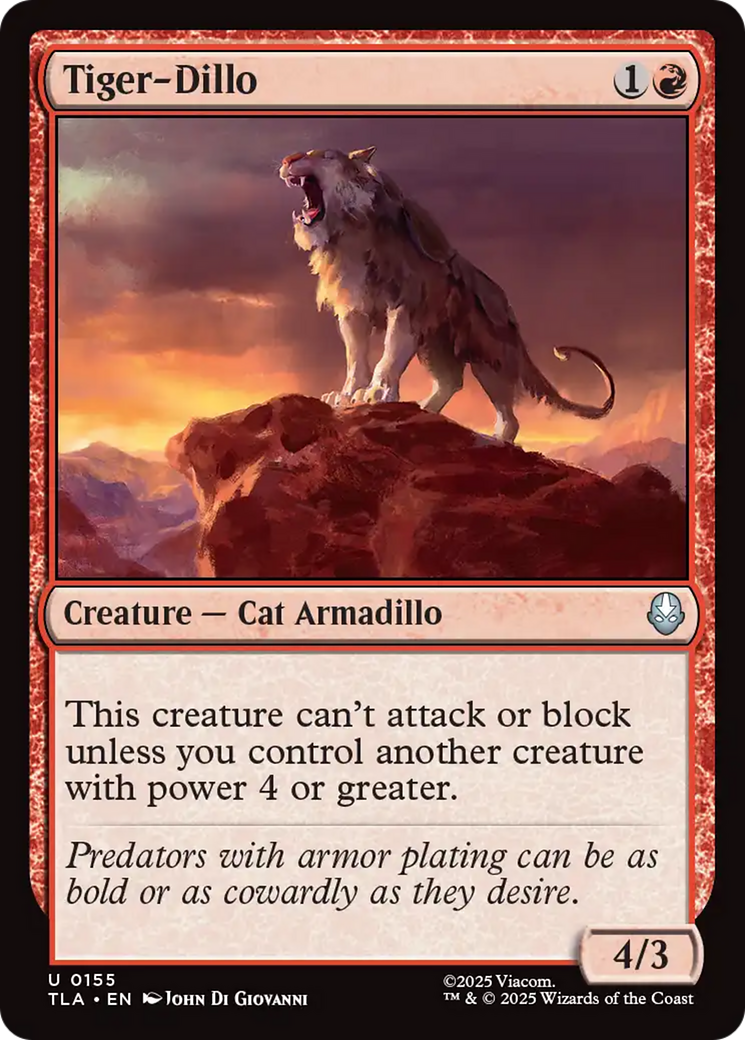 Tiger-Dillo - Uncommon Creature — Cat Armadillo card from Avatar: The Last Airbender
