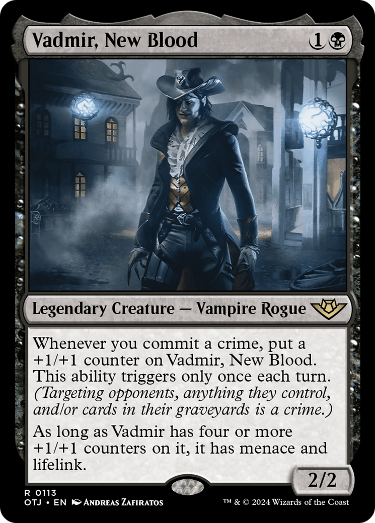 Vadmir, New Blood - Rare Legendary Creature — Vampire Rogue card from Outlaws of Thunder Junction