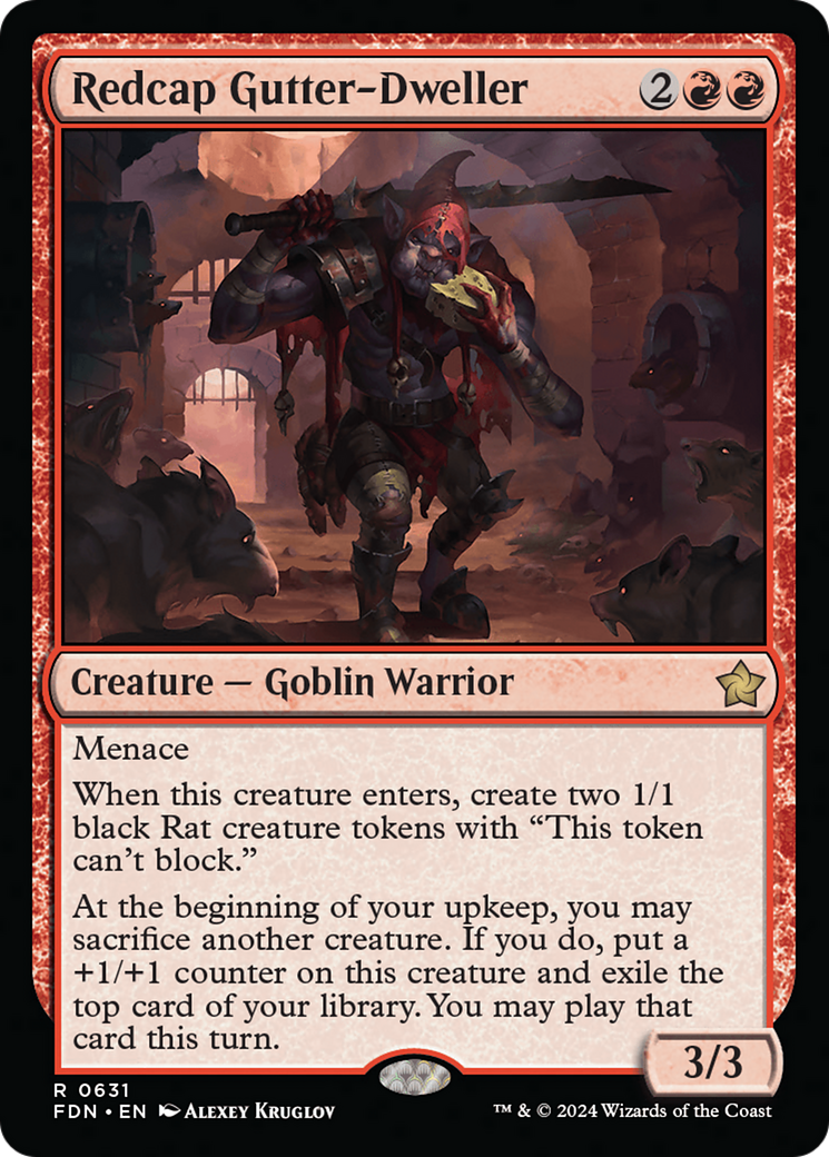 Redcap Gutter-Dweller - Rare Creature — Goblin Warrior card from Foundations
