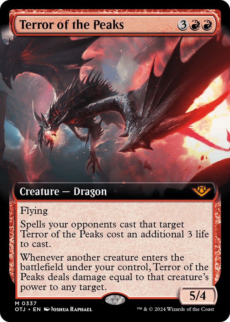 Terror of the Peaks - Mythic Creature — Dragon card from Outlaws of Thunder Junction