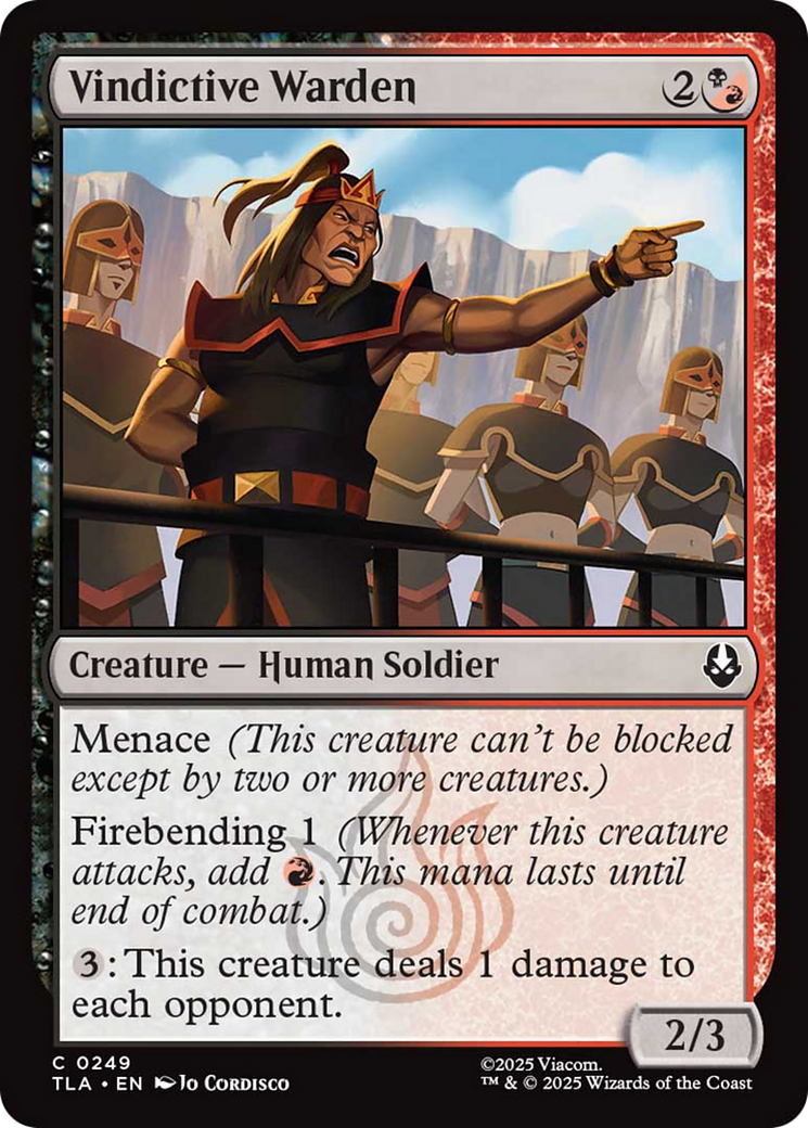Vindictive Warden - Common Creature — Human Soldier card from Avatar: The Last Airbender