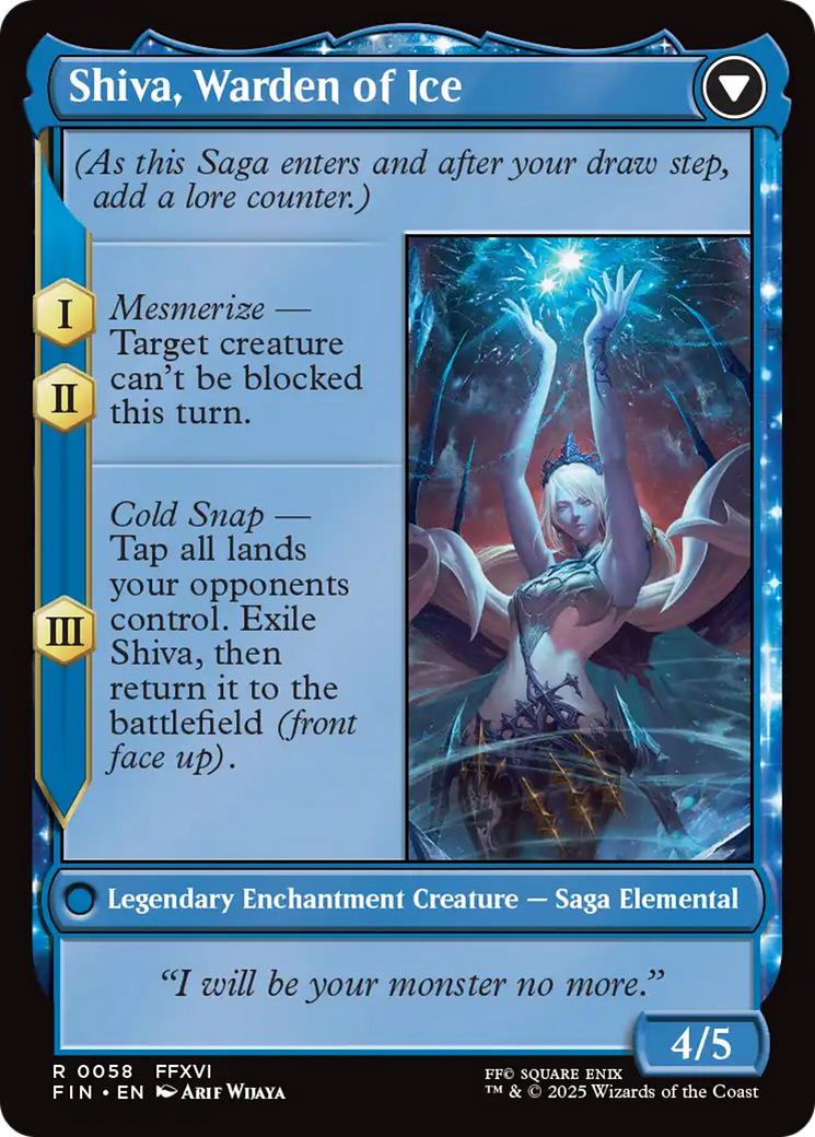 Back face of Jill, Shiva's Dominant // Shiva, Warden of Ice - Legendary Creature — Human Noble Warrior card