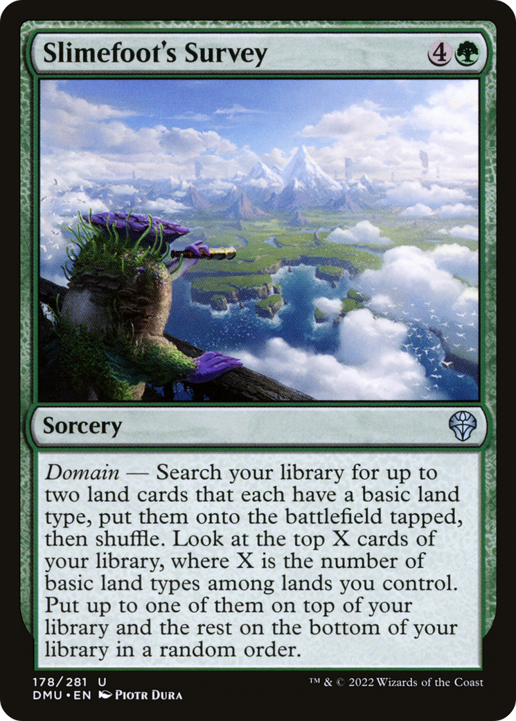 Slimefoot's Survey - Uncommon Sorcery card from Dominaria United