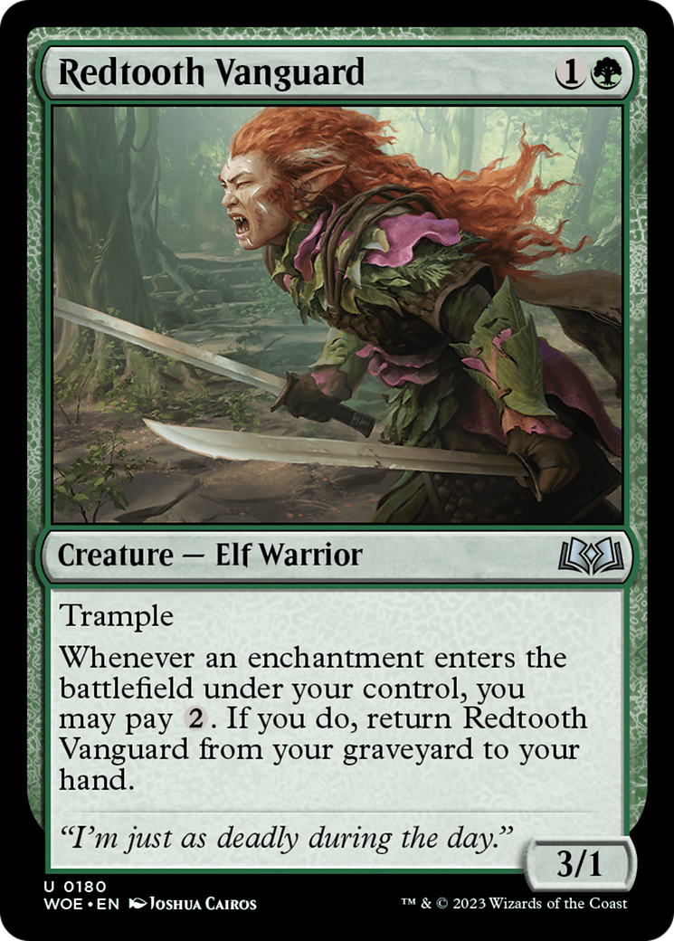 Redtooth Vanguard - Uncommon Creature — Elf Warrior card from Wilds of Eldraine