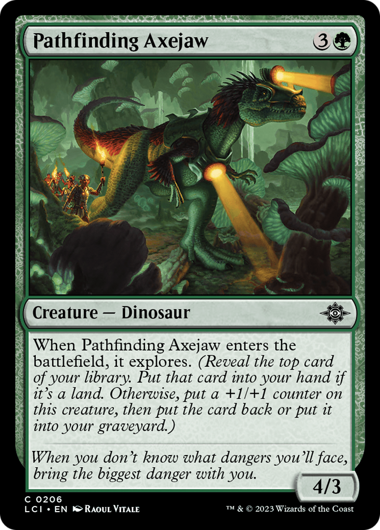 Pathfinding Axejaw - Common Creature — Dinosaur card from The Lost Caverns of Ixalan