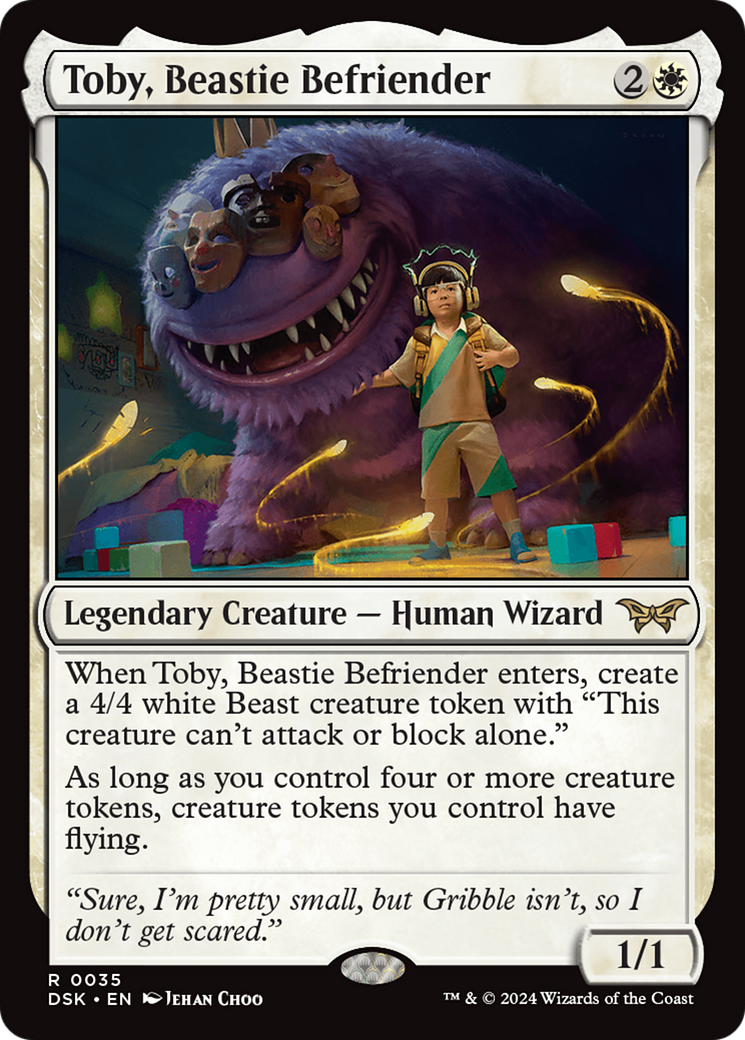 Toby, Beastie Befriender - Rare Legendary Creature — Human Wizard card from Duskmourn: House of Horror